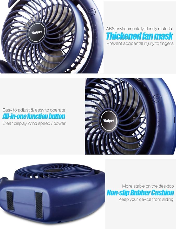 Viniper Ventoinha Portátil Recarregável – 6,2’’ (Azul)