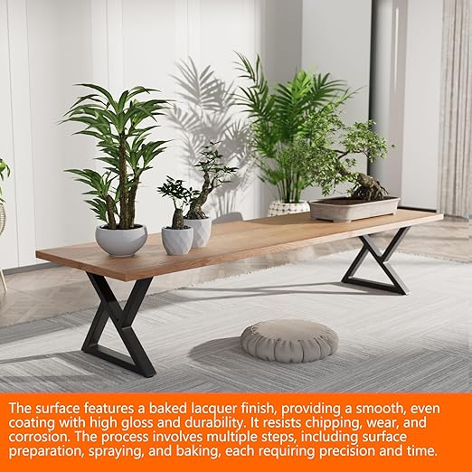 Homtone – Pés de Mesa Metálicos Industriais em Aço (Conjunto de 2) – Estrutura em X | 40 x 45 cm