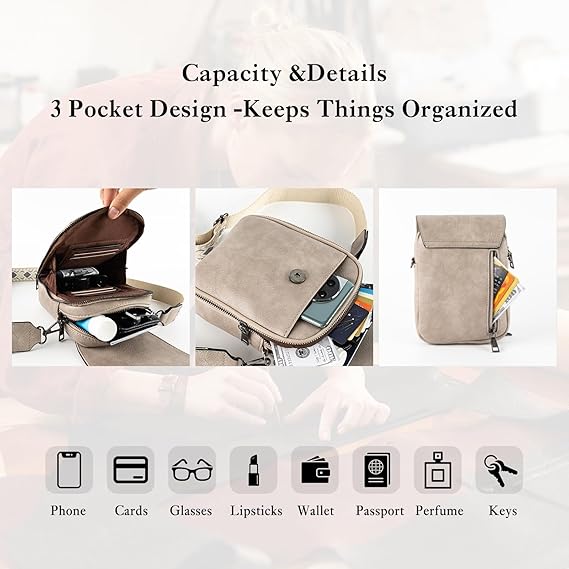 Bolsa Transversal Feminina em Couro PU com Bloqueio RFID