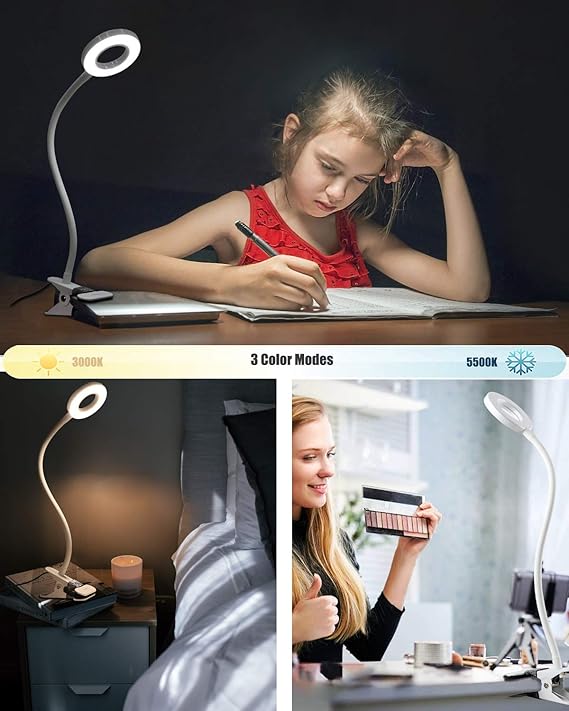 Candeeiro de Leitura LED com Abraçadeira, Pescoço Flexível