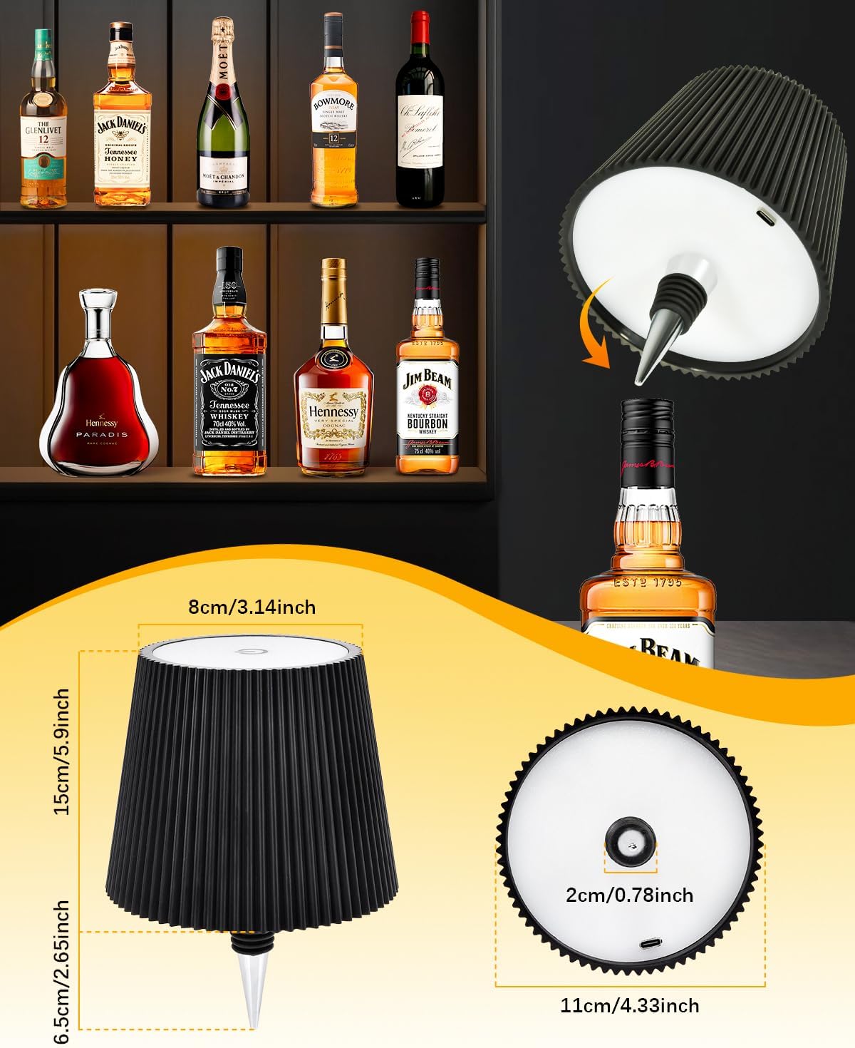 Conjunto de 2 Candeeiros LED para Garrafas