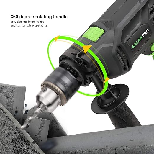 Berbequim de Impacto 600W, 3000RPM, Punho Giratório 360°, Mandril 13mm, Função 2 em 1