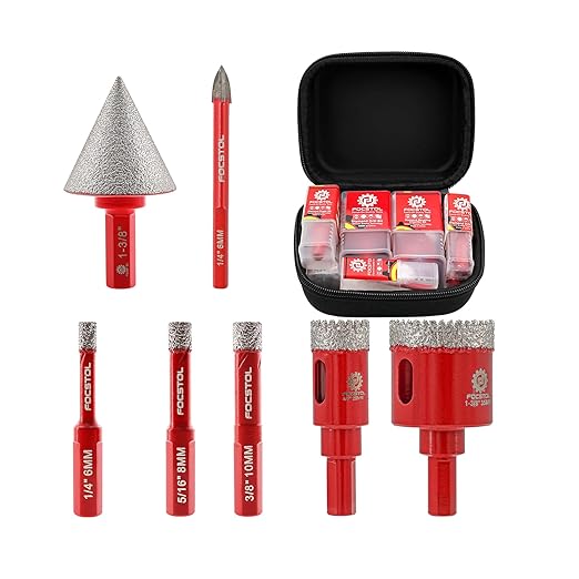 Conjunto de Brocas Diamantadas FOCSTOL – Kit 7 Peças para Cerâmica, Porcelanato, Mármore e Granito