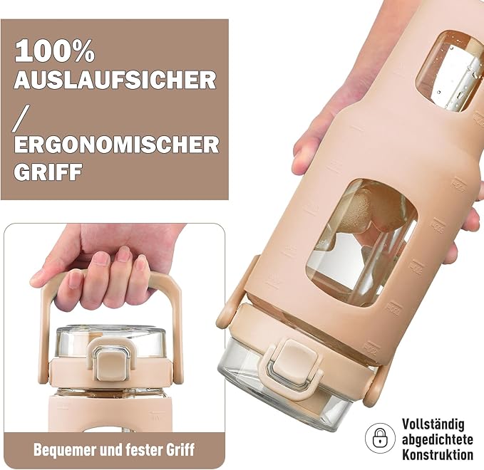 Garrafa de Vidro 1200 ml com Palhinha – HYDRAGLAZIC