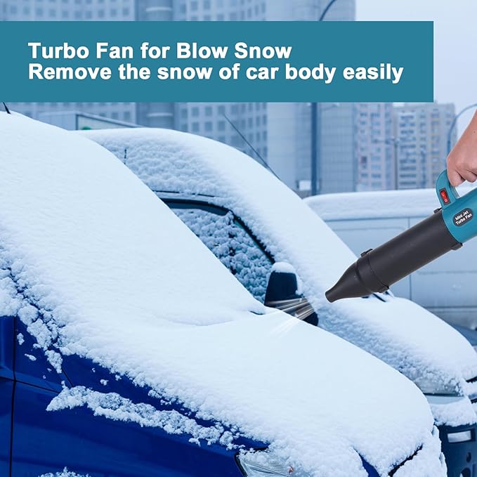 Soprador Jet Fan 35.000 rpm 21V – Removedor de Pó, Folhas e Neve | Com Bateria 1500 mAh, Botão One-Key e 3 Bicos de Extensão