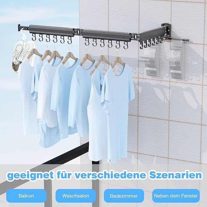 Estendal de Parede Dobrável e Extensível – 3 Secções | plainshe