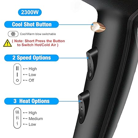 Secador Profissional Iónico CONFU 2300W com Difusor