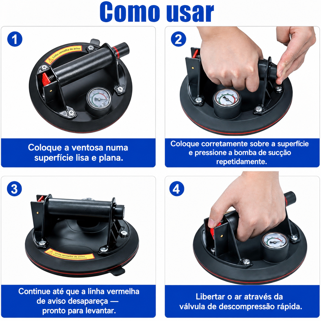 Ventosas Profissionais com Manómetro (Pack 2) – Até 220 kg