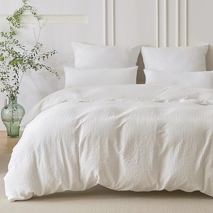 Conjunto de Cama SOULFUL 4 Peças em Algodão Jacquard - Branco