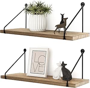 Afuly Estanteria Pared Madera Metalica Juego de 2 Piezas