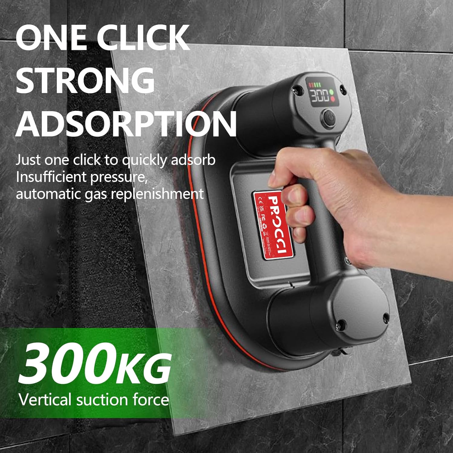 Ventosa Elétrica Profissional a Bateria para Azulejos e Vidro - até 300kg