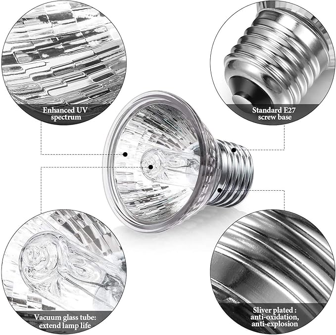 Lâmpada de Aquecimento para Répteis Leebein – UVA + UVB E27 (25W)