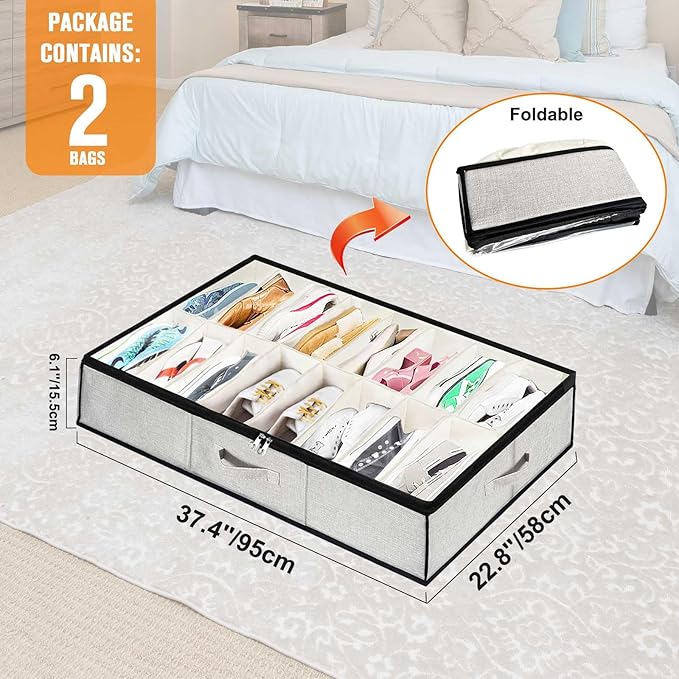 Organizador de Sapatos Dobrável com Tampa — 32 Compartimentos