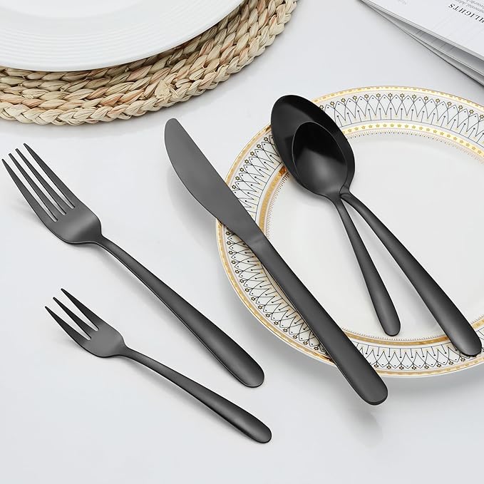 Conjunto de Talheres Bestdin Preto – 60 Peças para 12 Pessoas - caixa danificada (produto novo)