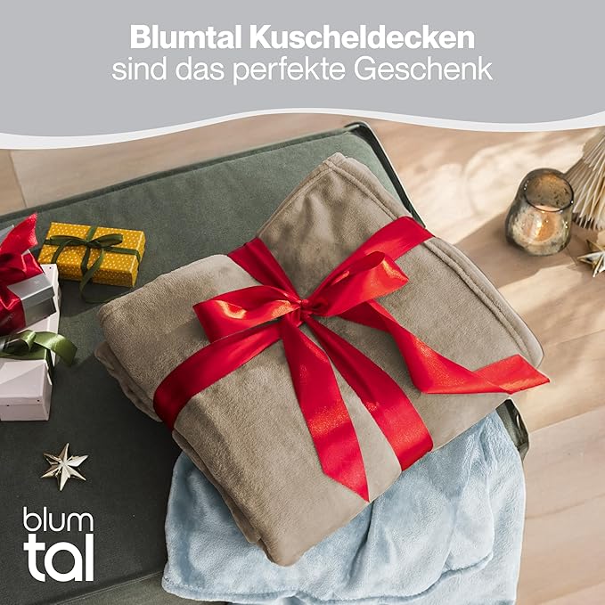 Manta Blumtal – 150 x 200 cm, Fleece Certificada Oeko-Tex, Taupe