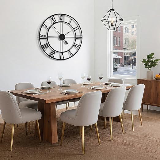 Relógio de Parede Grande 80 cm HAITANG – Estilo Romano em Metal