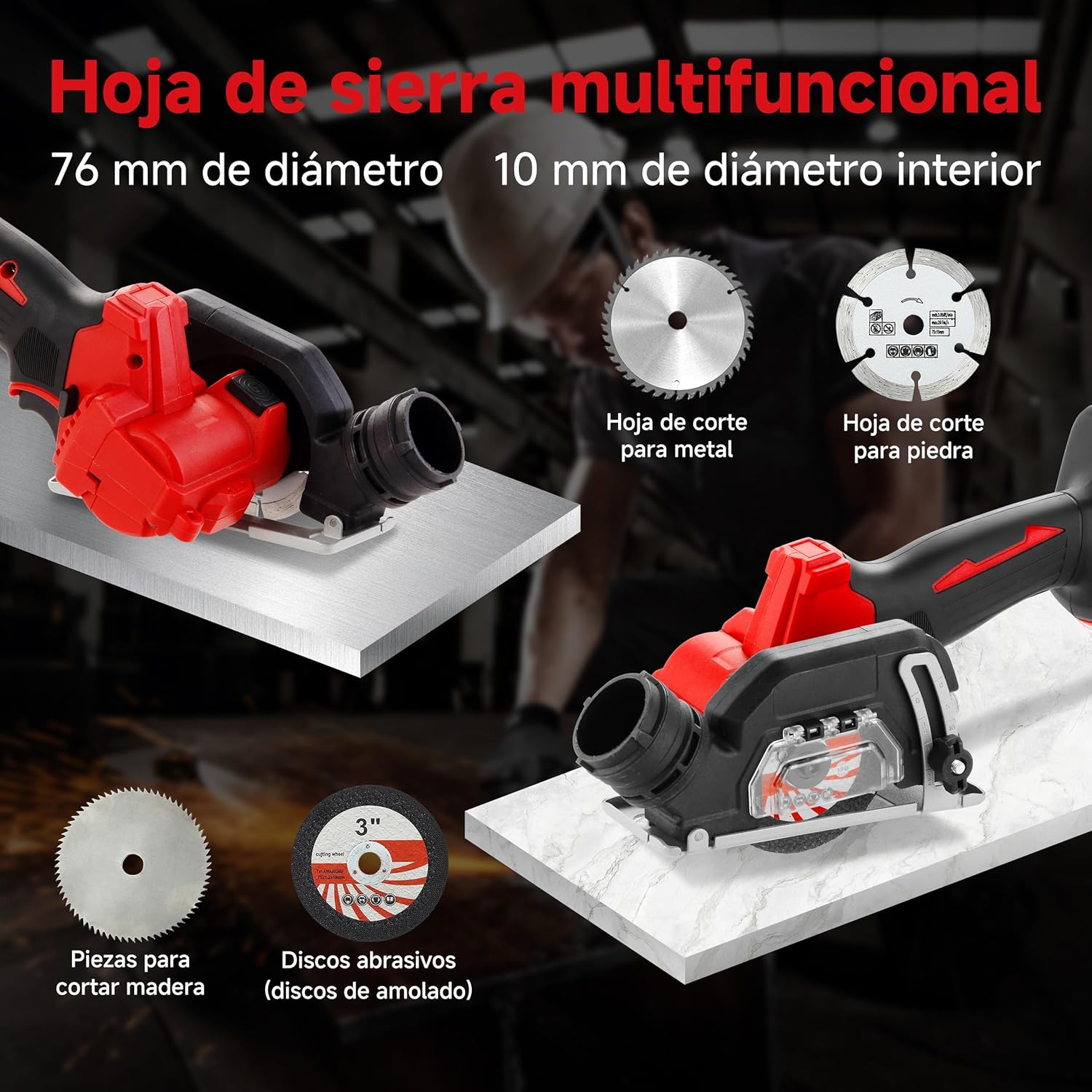 Serra Circular Mini Sem Fios TEENO com 2 Baterias