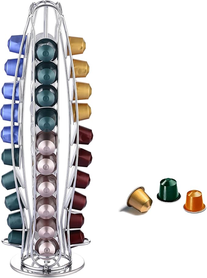 Suporte Giratório para Cápsulas de Café Nespresso Exzact – Torre Rotativa para 40 Cápsulas
