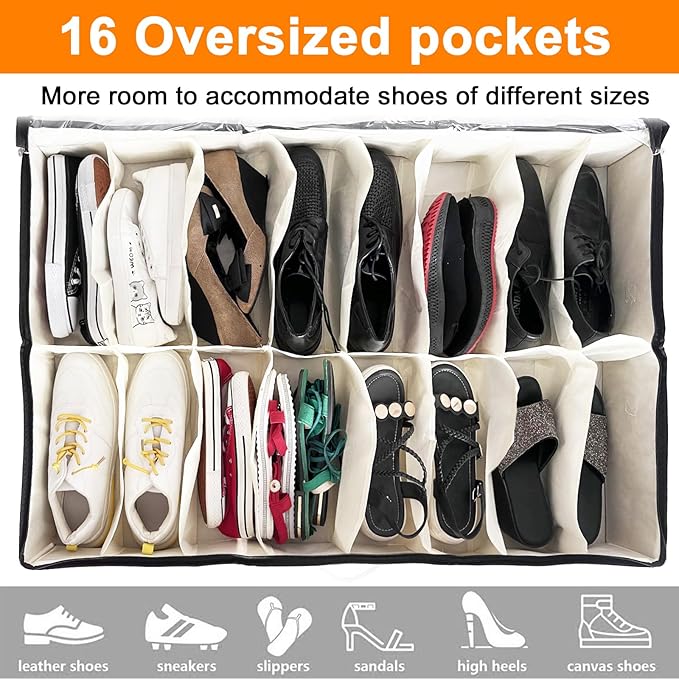 Organizador de Sapatos Dobrável com Tampa — 32 Compartimentos