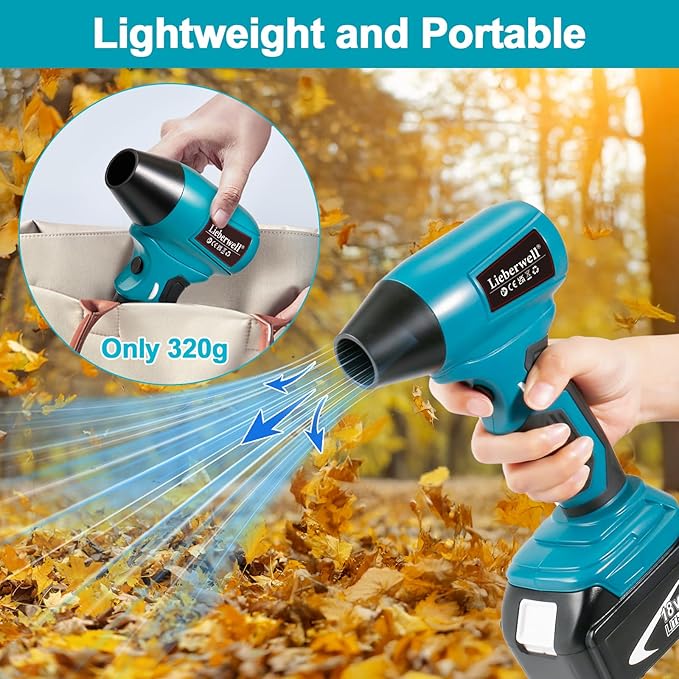 Soprador Elétrico Sem Fios Lieberwell 18V – 160.000RPM com 5 Bicos (Bateria não incluída)