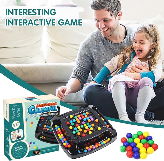Jogo de Tabuleiro Rainbow Ball – 80 Peças, Estratégia e Eliminação, Para Crianças e Adultos