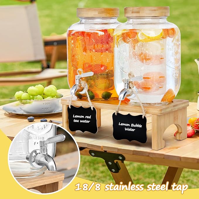 Dispensador de Bebidas em Vidro com Suporte – 2 x 4L