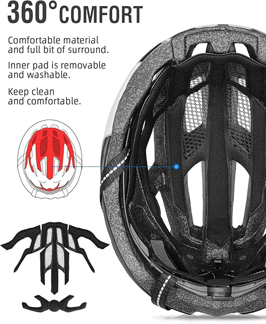 Capacete de Ciclismo unisexo com Óculos Magnéticos Removíveis