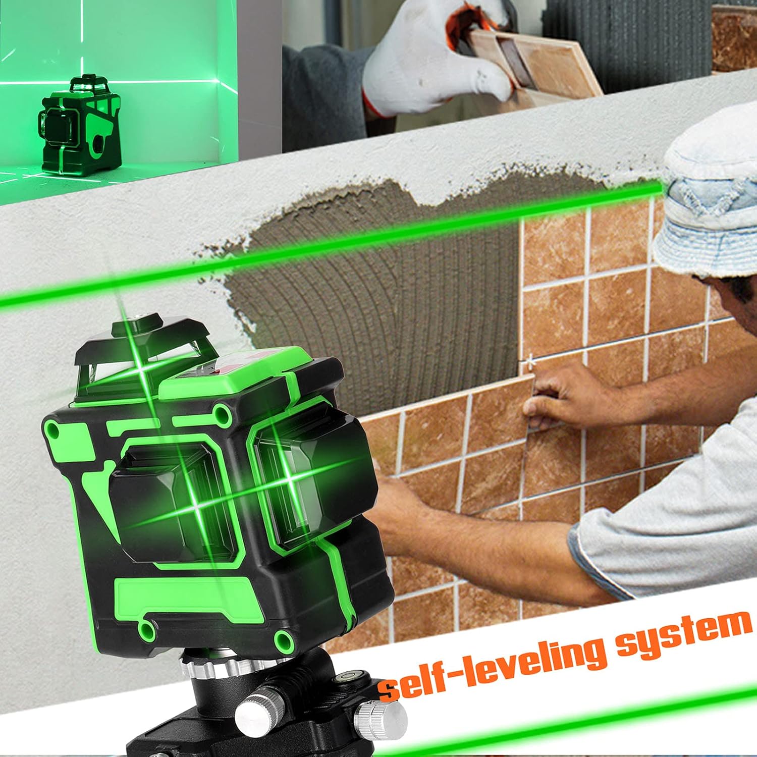 Nível Laser Verde 3D 12 Linhas com Tripé - Auto-Nivelamento