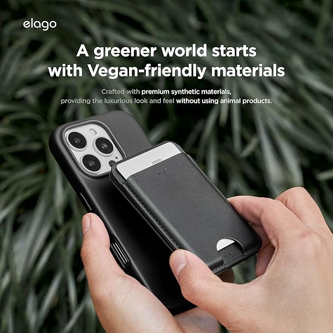 Carteira Magnética elago em Pele Vegan para iPhone MagSafe – Porta-Cartões com Suporte Ajustável (Preto)