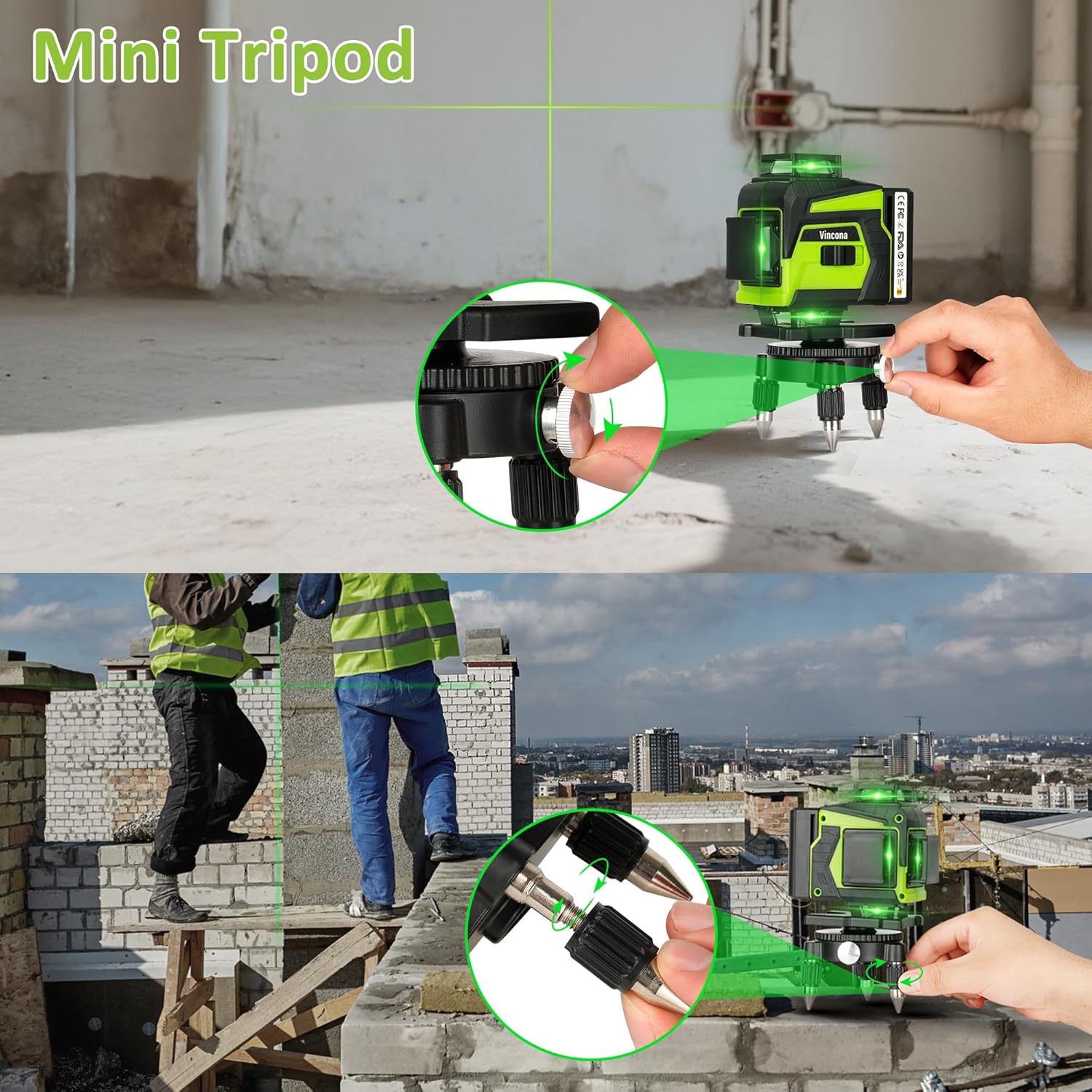Nível Laser Vincona 4D 360° com 16 Linhas Verdes