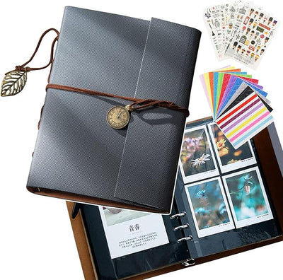 Álbum de Fotografias em Pele – Scrapbook DIY com Capas Protetoras, Folhas Recarregáveis e Acessórios