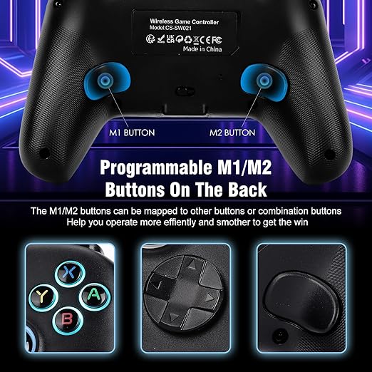 Comando Wireless DuLingKer para PC & Nintendo Switch com Base de Carregamento, Hall Effect, RGB e Botões Programáveis