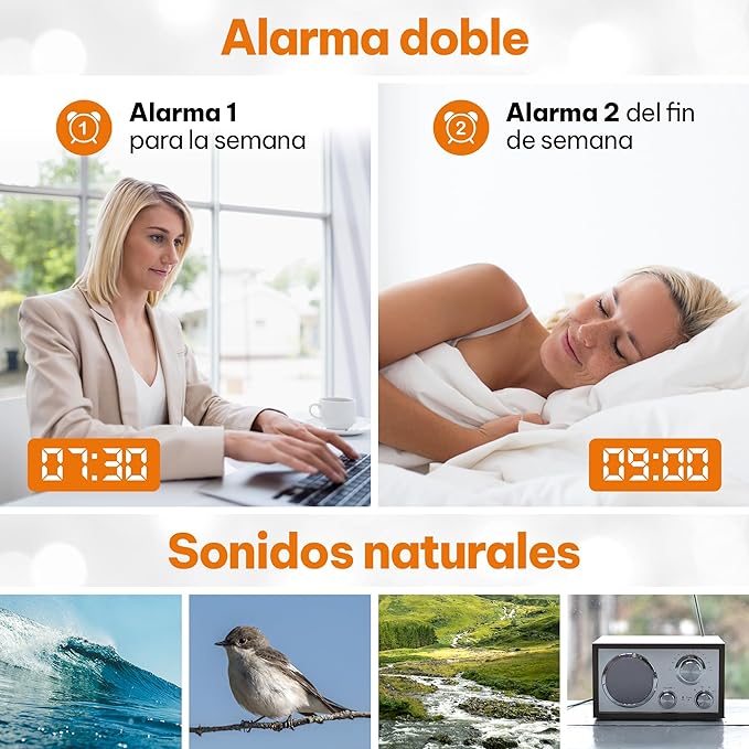 Despertador Luz Natural com Simulação de Nascer do Sol e Ruído Branco