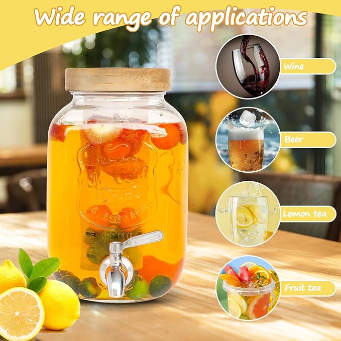 Dispensador de Bebidas em Vidro com Suporte – 2 x 4L