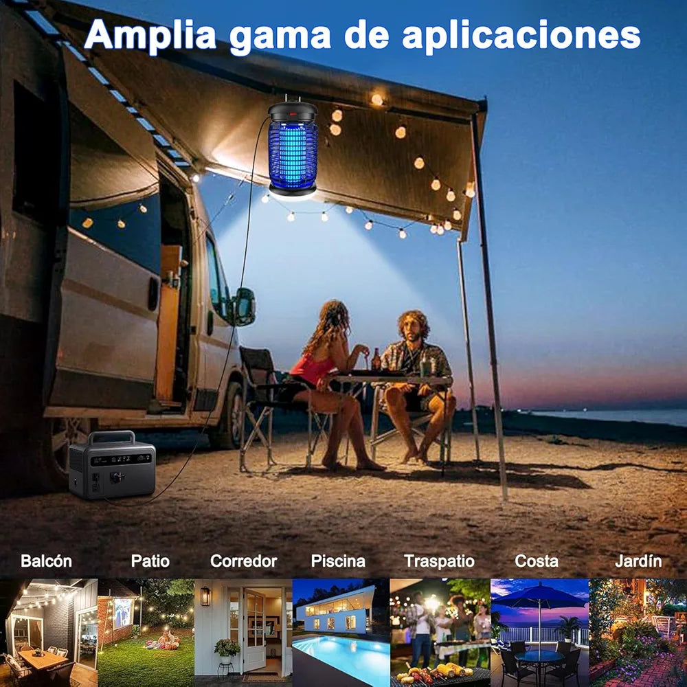 WUEAOA Candeeiro anti-mosquitos exterior com lâmpada LED, 4200 V 15 W UV mata mosquitos elétricos, não-tóxico e inodoro, IPX4, captura eficazmente mosquitos, moscas e traça