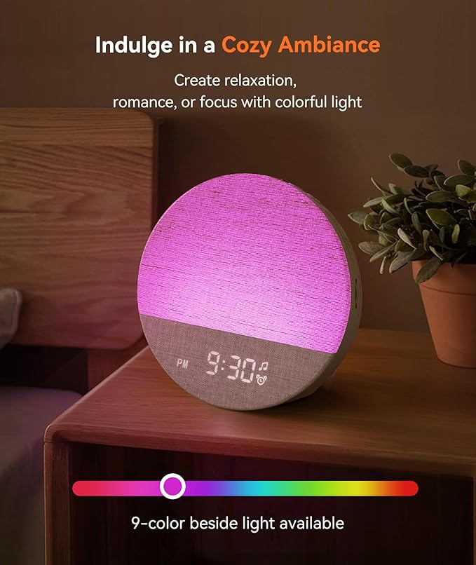 Despertador Sunrise Dreamegg com Luz Ambiente e Sons Relaxantes