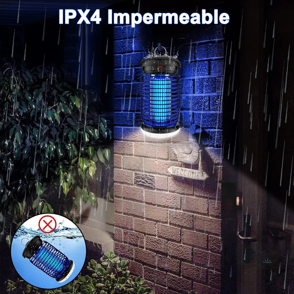 WUEAOA Candeeiro anti-mosquitos exterior com lâmpada LED, 4200 V 15 W UV mata mosquitos elétricos, não-tóxico e inodoro, IPX4, captura eficazmente mosquitos, moscas e traça