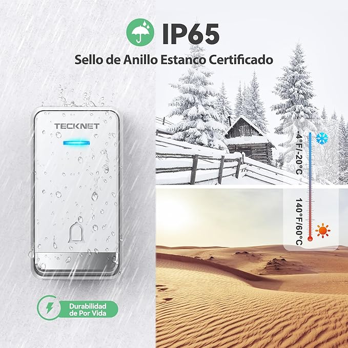 Campainha Sem Fios Autoalimentada 400m – IP65