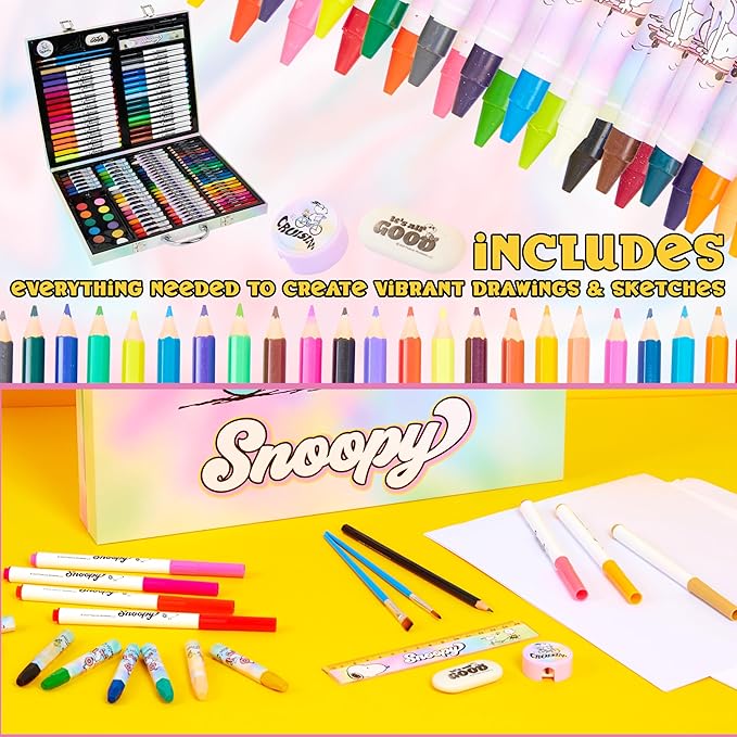 Mala de Arte Snoopy – Peanuts | 150 Peças | Pintura e Desenho para Crianças