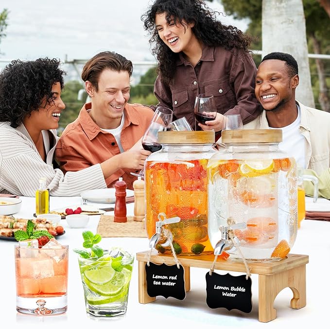 Dispensador de Bebidas em Vidro com Suporte – 2 x 4L