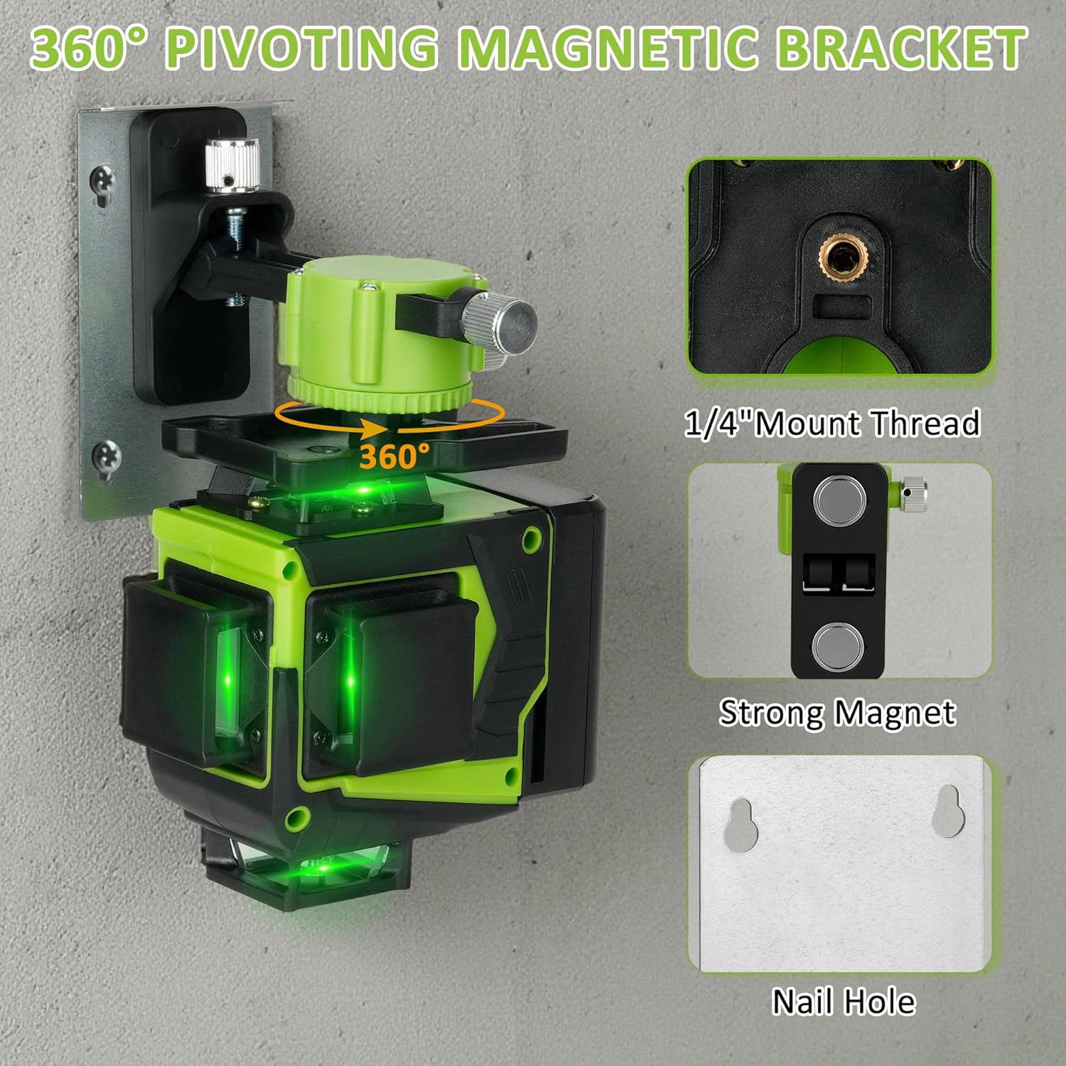 Nível Laser Vincona 4D 360° com 16 Linhas Verdes