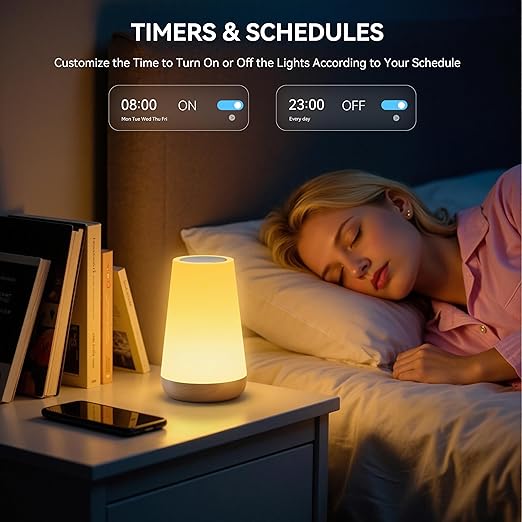 Candeeiro de Mesa Inteligente Wi-Fi RGB – Compatível com Alexa e Google Home, Touch, Regulável, 256 Cores LED