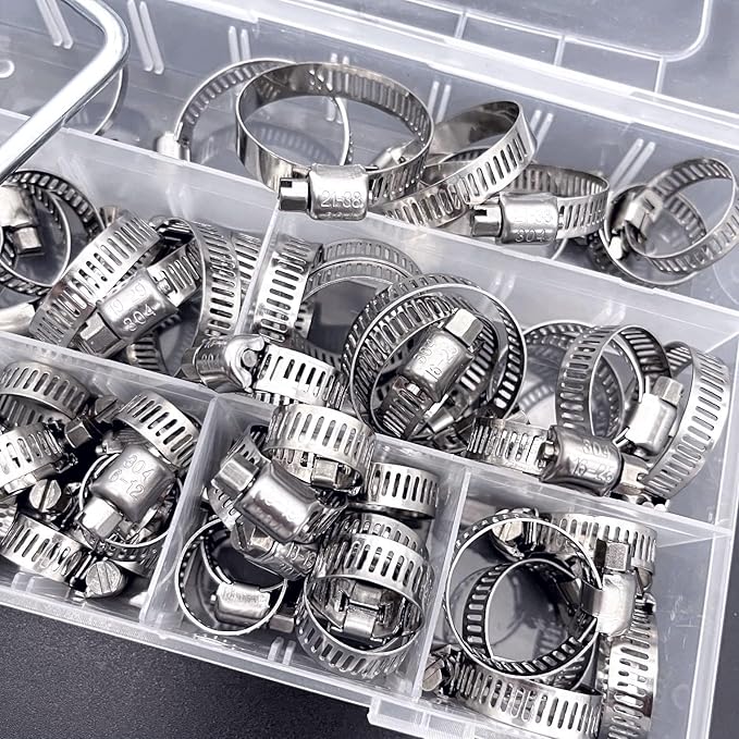 Conjunto de 60 Abraçadeiras Ajustáveis em Aço Inoxidável (8–38 mm)