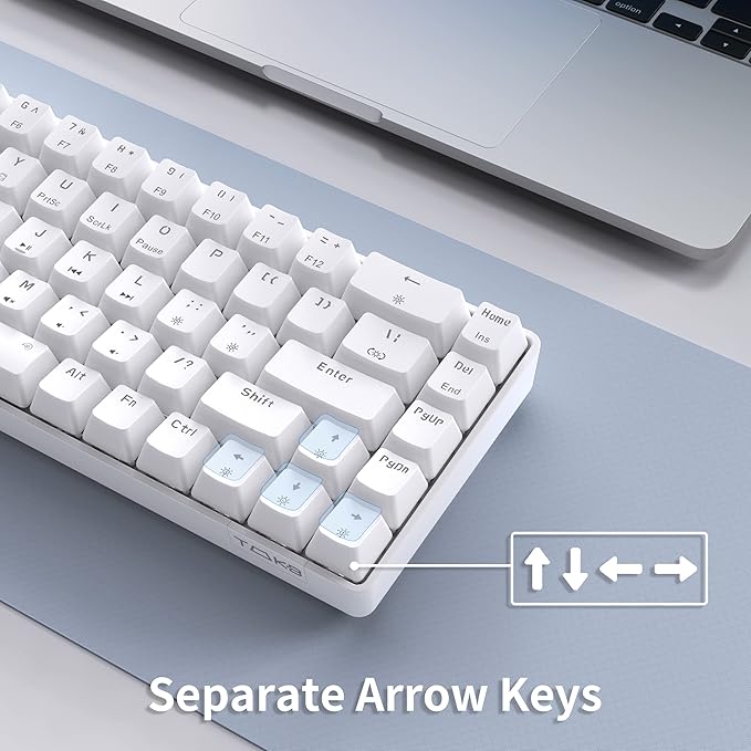 Teclado Mecânico Gaming TMKB T68se 60% com Cabo USB – Switches Vermelhos, Anti-Ghosting, Layout QWERTY (Branco)