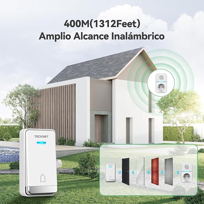 Campainha Sem Fios Autoalimentada 400m – IP65
