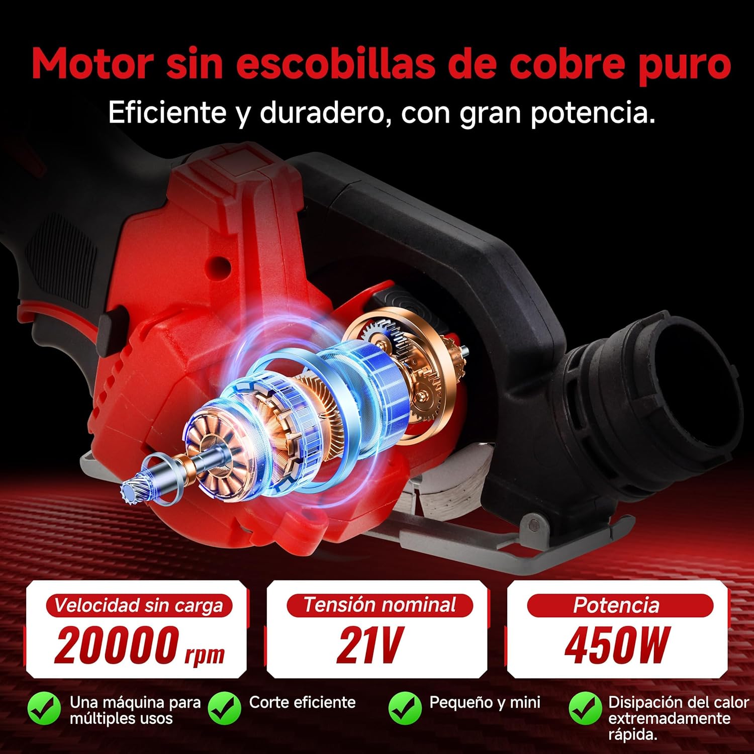 Serra Circular Mini Sem Fios TEENO com 2 Baterias