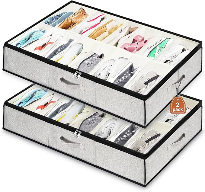 Organizador de Sapatos Dobrável com Tampa — 32 Compartimentos