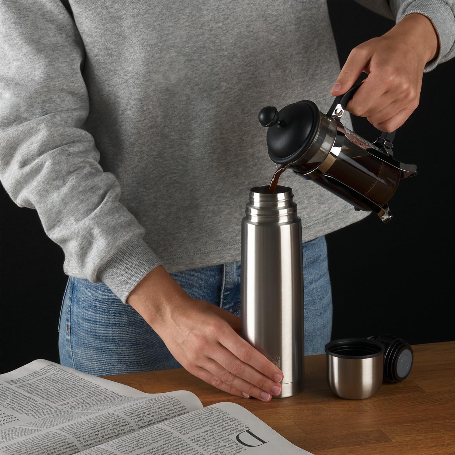 Garrafa Térmica Blumtal 1L em Aço Inoxidável - Preto