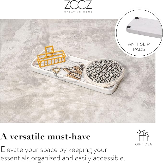 Conjunto de Acessórios de Casa de Banho ZCCZ – 4 Peças com Efeito Mármore Branco