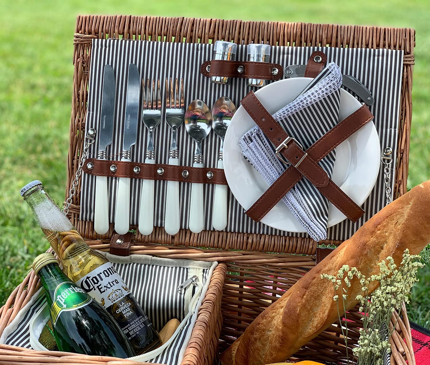 Cesto de Piquenique em Vime para 2 Pessoas – com Bolsa Térmica